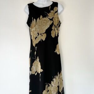 JBS Ltd Women's Floral Dress Size 8 Black And Gold 90s Y2K Sophisticated Classy